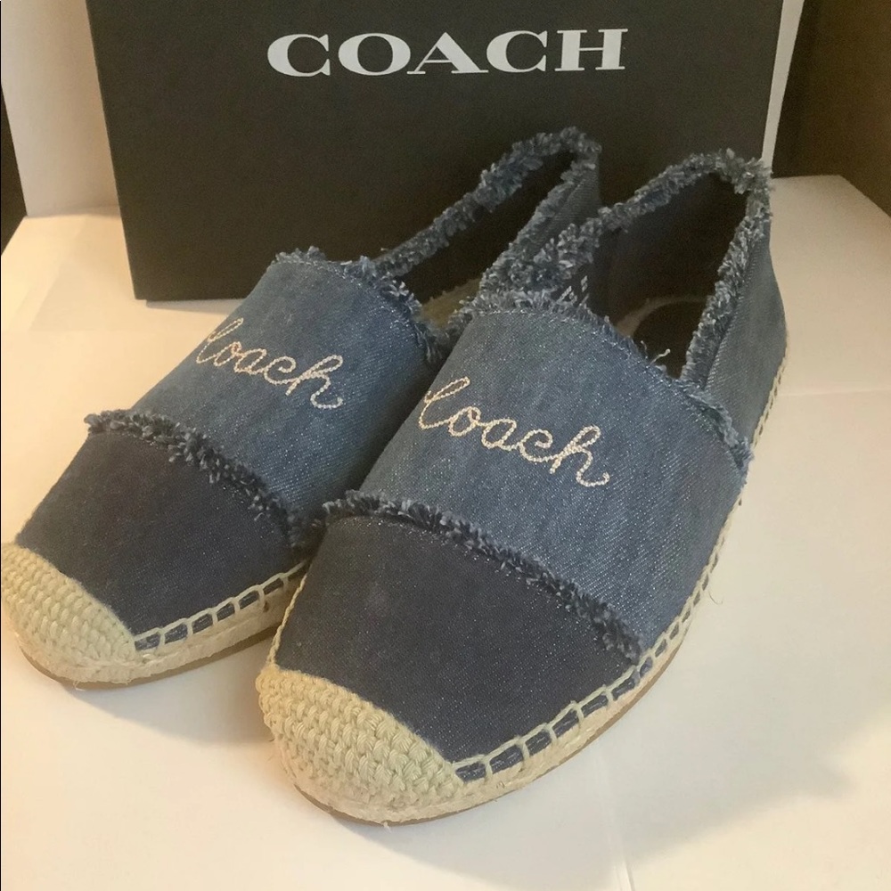 New Coach Blue denim Espadrille Flat size 8